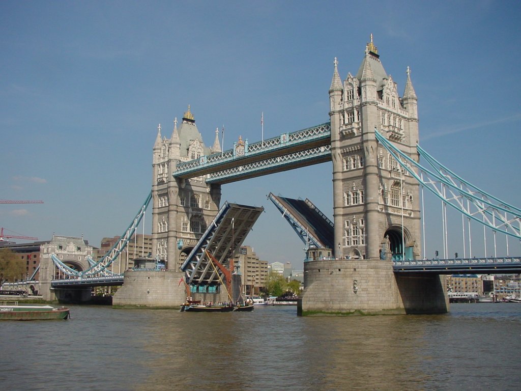 Tower Bridge, partially open